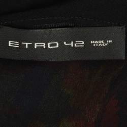 Pre Owned Etro Black Floral Jacquard Silk Blend Draped Midi Dress M