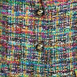 Pre Owned Etro Multicolor Tweed Single Breasted Mid Length Coat M