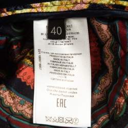 Pre Owned Etro Navy Blue Floral Print Velvet Quilted Jacket S