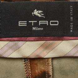 Pre Owned Etro Brown Leopard Print Velvet Straight Leg Trousers M