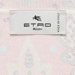 Pre Owned Etro Pink Print Stretch Silk Half Sleeve T-Shirt M