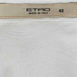 Pre Owned بلوزة قطنية نقش بيسلي أبيض إيترو مقاس متوسط