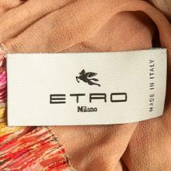 Pre Owned Etro Multicolor Floral Print Metallic Silk Blend Tiered Maxi Skirt M