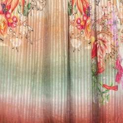 Pre Owned Etro Multicolor Floral Print Metallic Silk Blend Tiered Maxi Skirt M