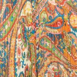 Pre Owned Etro Multicolor Paisley Print Crepe Pleated Maxi Skirt M