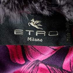 Pre Owned Etro Multicolor Striped Rabbit Fur Turtleneck Cape M