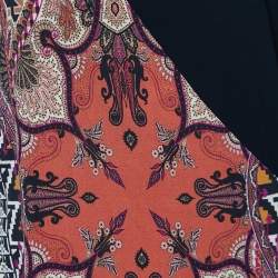 Pre Owned Etro Black Wool Paisley Print Overlay Knee-Length Dress L