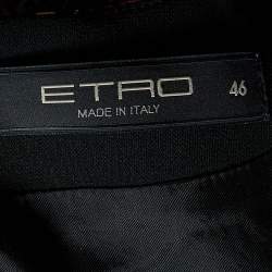 Pre Owned Etro Black Wool Paisley Print Overlay Knee-Length Dress L