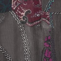 Pre Owned Etro Multicolor Floral Print Crepe Half Placket Shirt M