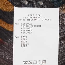 Pre Owned Etro Multicolor Floral Print Crepe Half Placket Shirt M