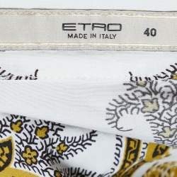 مملوكة مسبقًا قميص إيترو قطن بطبعة بيزلي أبيض/أصفر بزر أمامي مقاس صغير - سمول