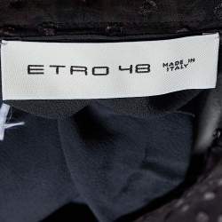 Pre Owned Etro Grey/Cream Ombre Paisley Print Silk Tiered Maxi Skirt L