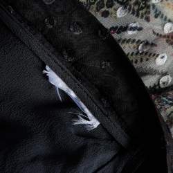 Pre Owned Etro Grey/Cream Ombre Paisley Print Silk Tiered Maxi Skirt L