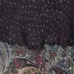 Pre Owned Etro Grey/Cream Ombre Paisley Print Silk Tiered Maxi Skirt L