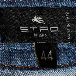 Pre Owned Etro Blue Orion Print Denim Lace-Up Tunic M