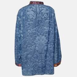Pre Owned Etro Blue Orion Print Denim Lace-Up Tunic M