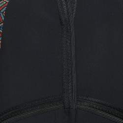 Pre Owned Etro Black Floral Embroidered Crepe Mid-Length Coat M