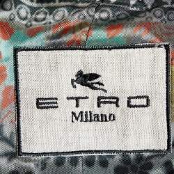 Pre Owned Etro Beige Cotton Leather Trim Mid Length Coat M