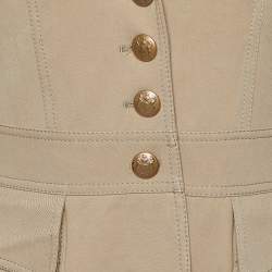 Pre Owned Etro Beige Cotton Leather Trim Mid Length Coat M