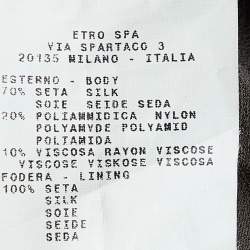 Pre Owned Etro Black Printed Silk & Lace Mock Neck Blouse S