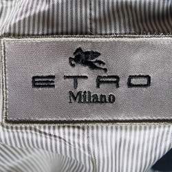 Pre Owned Etro White Paisley Print Crepe Short Coat M