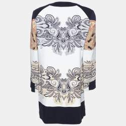 Pre Owned Etro White Paisley Print Crepe Short Coat M