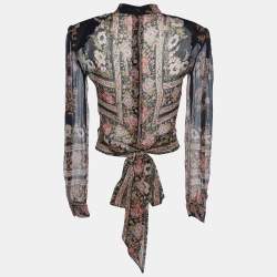 Etro Multicolor Floral Print Silk Blouse S