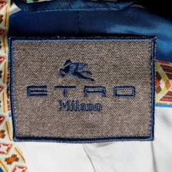 Pre Owned Etro Teal Blue Velvet Single Breasted Blazer M