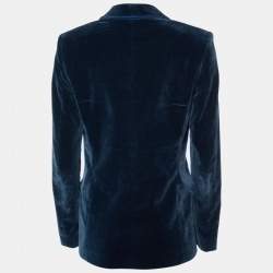 Pre Owned Etro Teal Blue Velvet Single Breasted Blazer M
