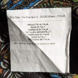 Pre Owned Etro Blue Printed Silk Flared Maxi Skirt M