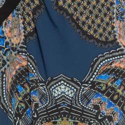 Pre Owned Etro Blue Printed Silk Flared Maxi Skirt M