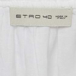 Etro White Linen Lace Trim Detail Top S