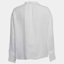 Etro White Linen Lace Trim Detail Top S