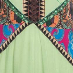 Etro Green Printed Silk Flared Maxi Dress M