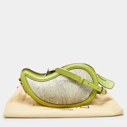 Etro Green/Grey Paisley Coated Canvas and Python Embossed Crossbody Bag