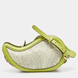 Etro Green/Grey Paisley Coated Canvas and Python Embossed Crossbody Bag