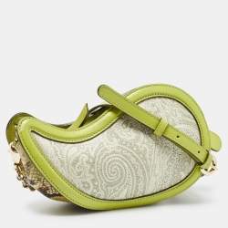 Etro Green/Grey Paisley Coated Canvas and Python Embossed Crossbody Bag