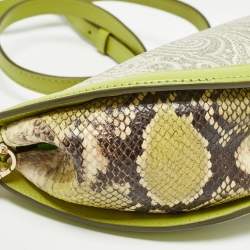 Etro Green/Grey Paisley Coated Canvas and Python Embossed Crossbody Bag