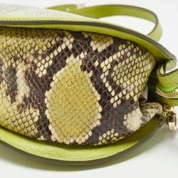 Etro Green/Grey Paisley Coated Canvas and Python Embossed Crossbody Bag