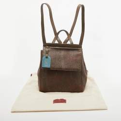 Etro Brown Paisley Print Coated Canvas Backpack   