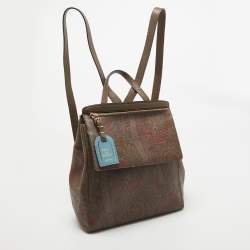 Etro Brown Paisley Print Coated Canvas Backpack   