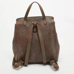 Etro Brown Paisley Print Coated Canvas Backpack   