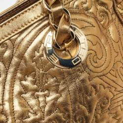 Etro Gold Paisley Embossed Leather Chain Tote