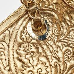 Etro Gold Paisley Embossed Leather Chain Tote