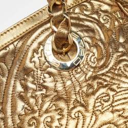 Etro Gold Paisley Embossed Leather Chain Tote