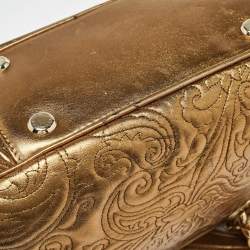 Etro Gold Paisley Embossed Leather Chain Tote