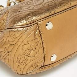 Etro Gold Paisley Embossed Leather Chain Tote