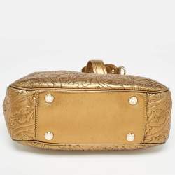 Etro Gold Paisley Embossed Leather Chain Tote