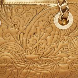 Etro Gold Paisley Embossed Leather Chain Tote