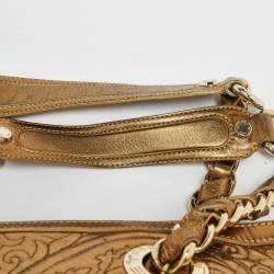 Etro Gold Paisley Embossed Leather Chain Tote